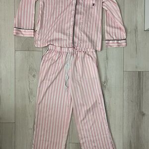 Victoria's Secret Pink and White Striped Pajama set